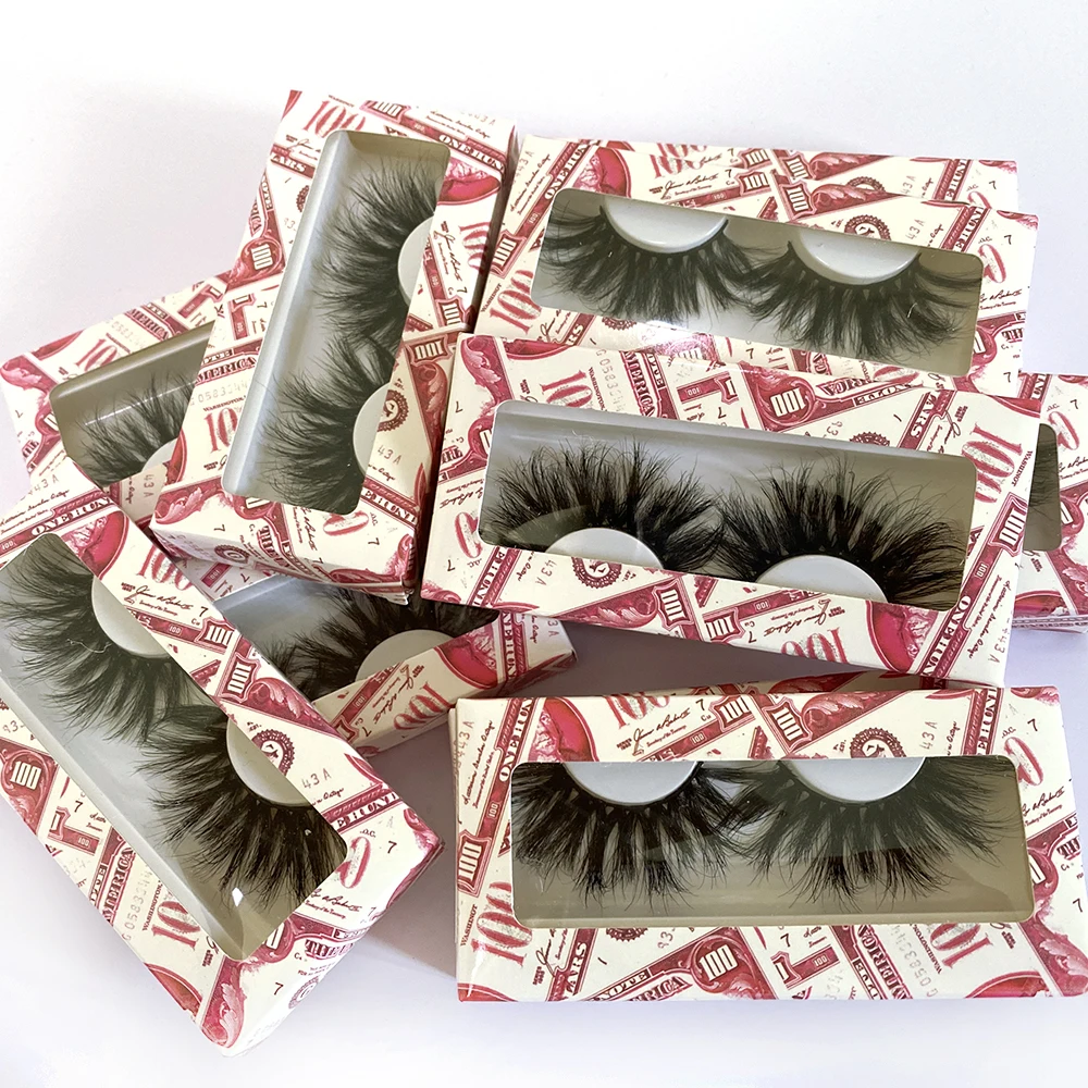 

Brand Lashes Vendor Wholesale 25MM Mink Eyelashes Custom Package Siberian Mink Fur Luxury Lashes 3D Full Strips Eyelahes, Black color