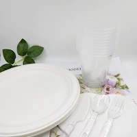 

Custom 9 inch Disposable party tableware set eco friendly Plate Biodegradable sugarcane bagasse plate sugarcane pulp paper plate