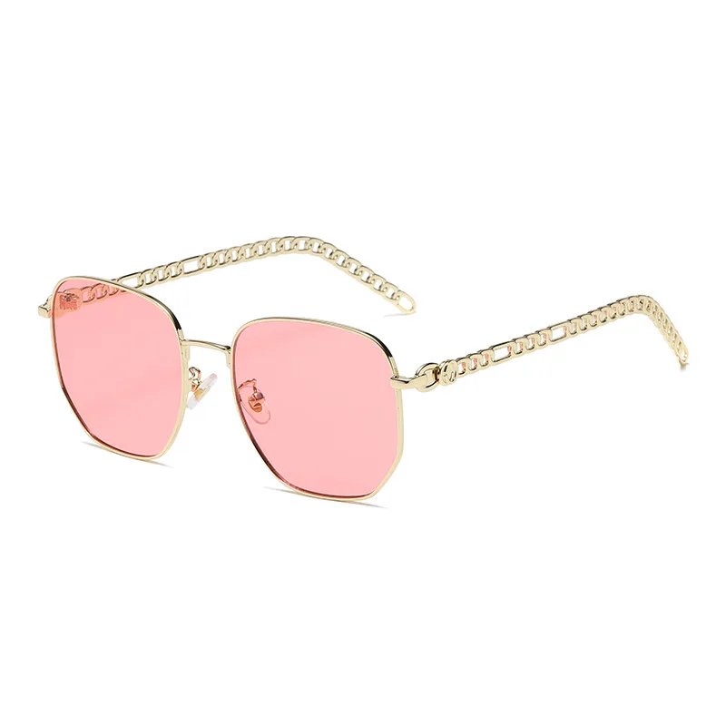 

2021 newest most popular women fashion personal vintage metal pink round lens unique sunglasses trendy