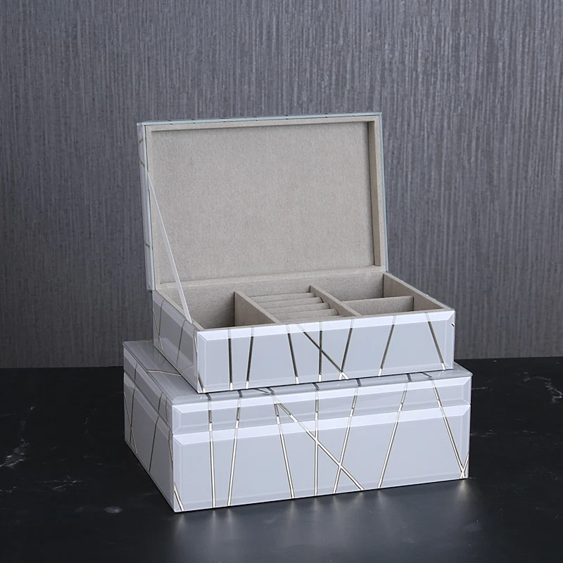 

2020 New Idea Desk Table Top Decor Luxury Jewelry Organizer Box Glass Decorative Box