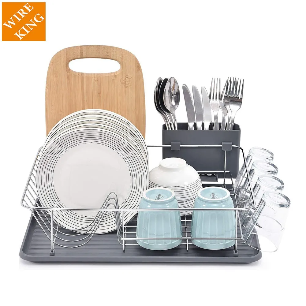 

120,000pcs supermarket hot sell dish rack kitchen utensil knife fork holder storage dish drying dryer drainer rack for counter, Dark grey