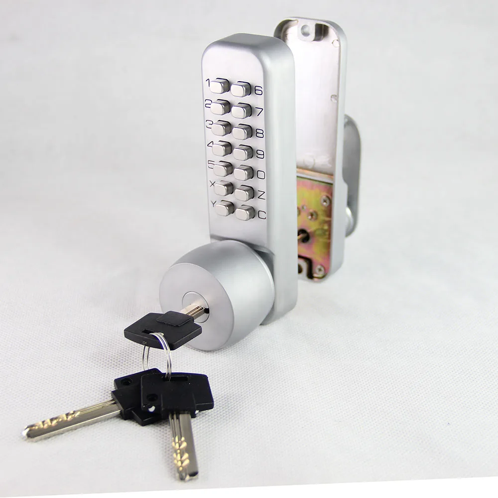 Safe Zamak Mechanical Push Button Digital Door Lock With Knob And Keys