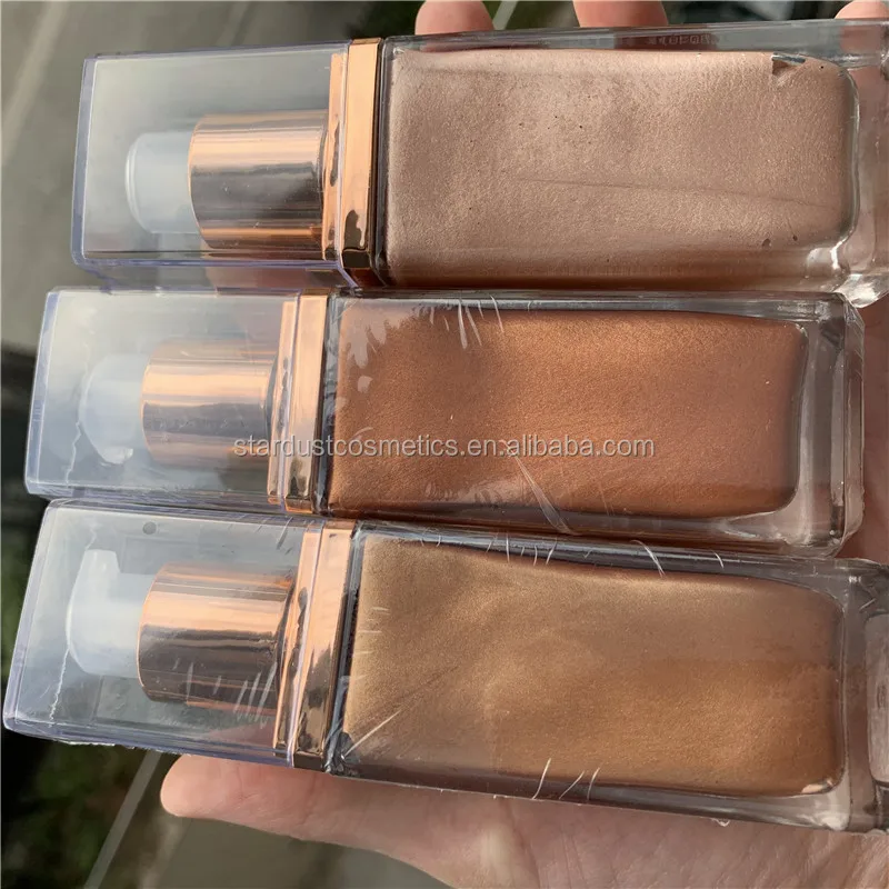 

makeup glow drop custom your own brand liquid highlighter makeup body and face highlight with glass bottle, 3 colors