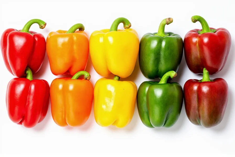 Colorful comparison of different bell pepper varieties showing nutritional differences