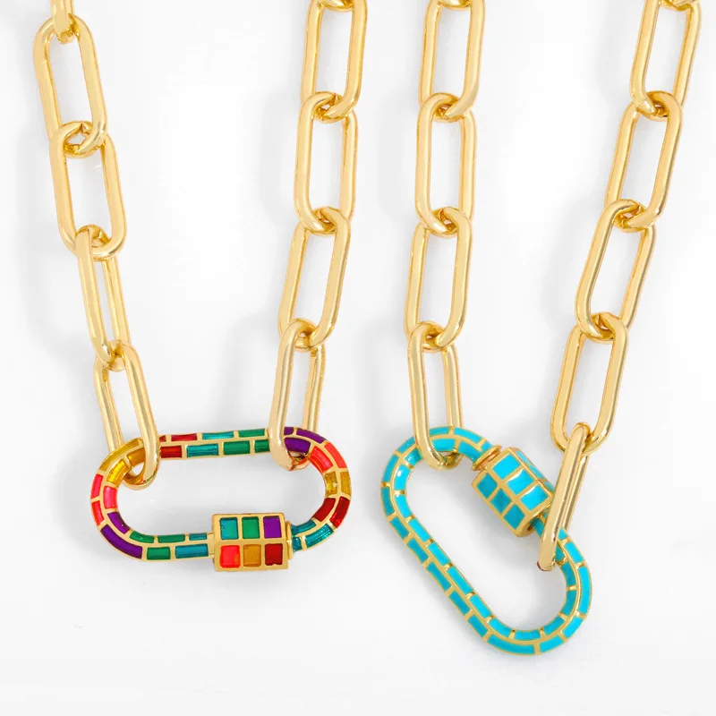 

2021 European And American Pendant Necklace Women'S Fashion Net Red Ins Niche Design Oval Thick Chain Hip Hop Necklace