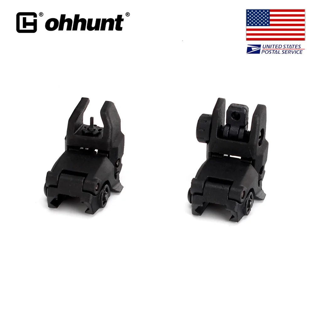 

SHIP FROM USA Ohhunt Model 4 AR 15 Tactical Flip up Front Rear Sight Set Polymer Sights Black