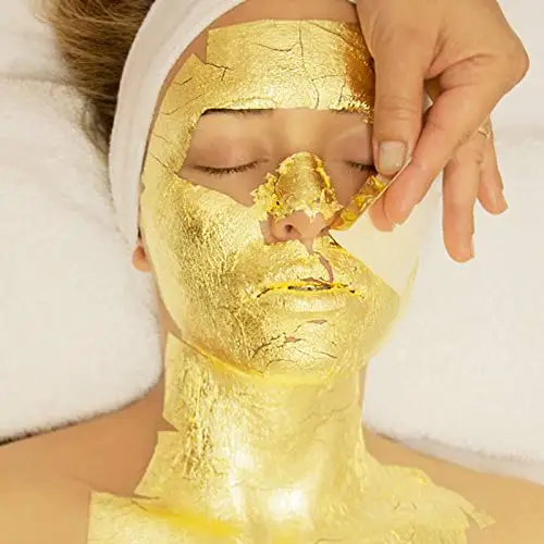 

50 Sheets 24k 100 Pure Gold Leaf Anti Wrinkle Aging Facial Treatment, Yellow
