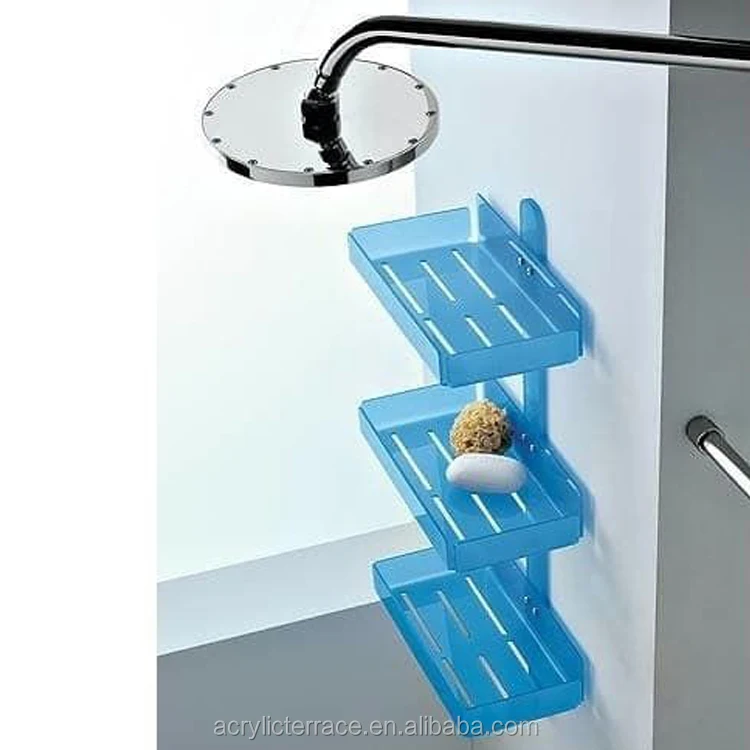 Acrylic Wallmounted Shower Caddy Bathroom Shelf Lucite Bathroom