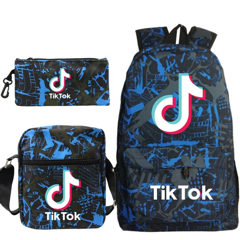 

Fashion Tik Tok Backpack for Teenagers Custom Logo Photo 3D Print Kids Children 3pcs School Bag Set Students Book Bags