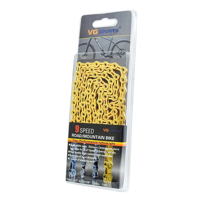 

VG Sports 9 18 27 Speed Full Hollow Gold Bicycle Chain for MTB Mountain Road Bike