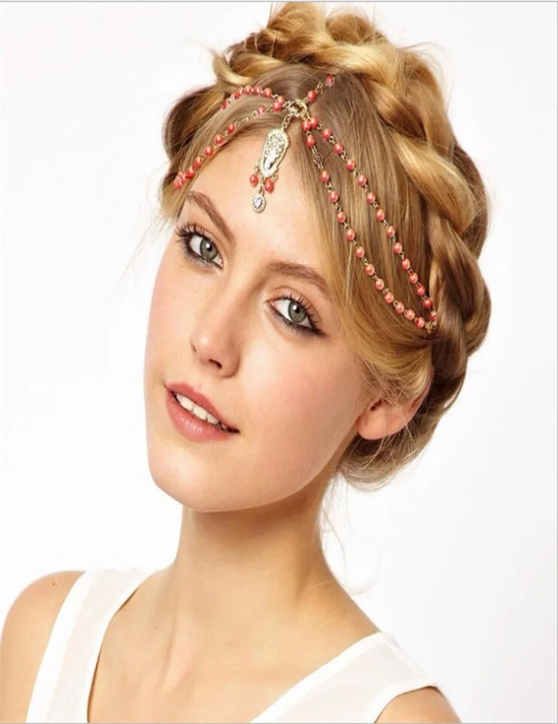 

Wholesale vintage Gothic sparkling diamonds luxurious pearl hair bands fashionable bridal hair accessories wedding