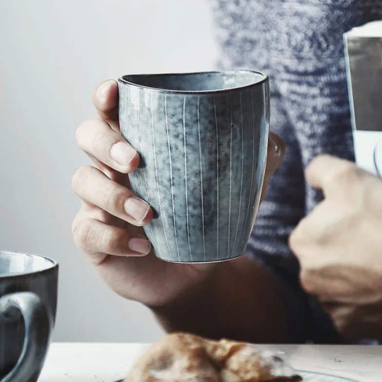 

Japanese Style Ceramic Coffee Cup Tea Water Coffee Mug Home Restaurant Hotel, White