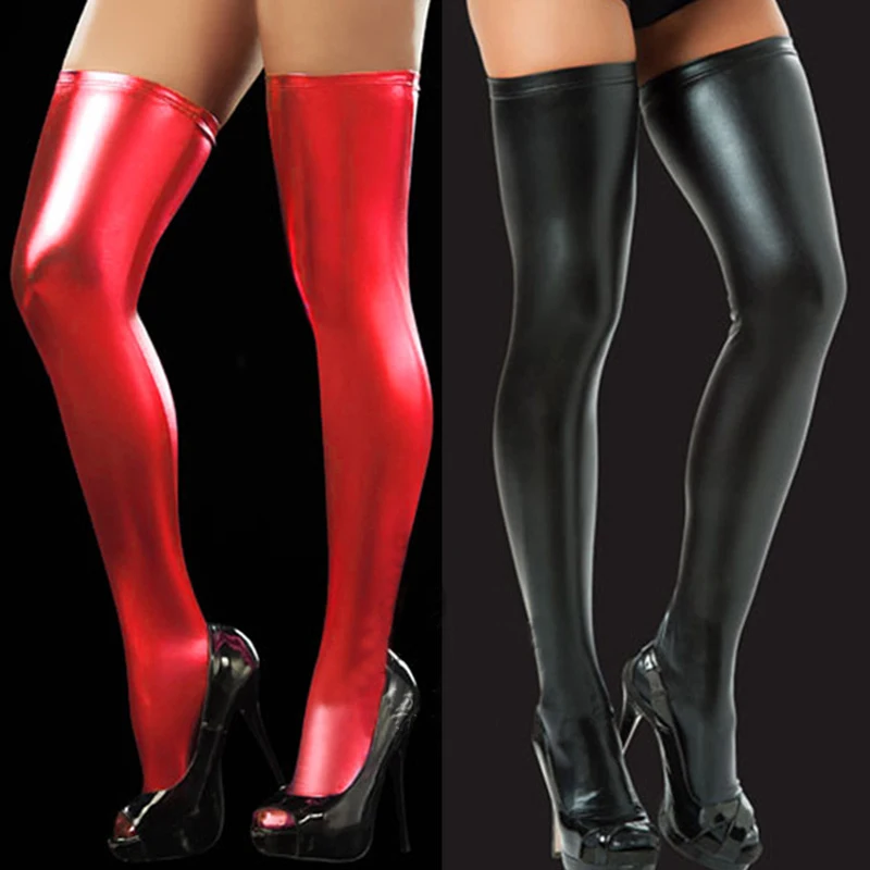 

sexy stockings for women leather stockings sexy Knee High socks, Red, black, silver, gold