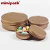 Food Grade Shallow Round Gifted Metal Boxes in Rose Gold with Screw Lid Candy Tin Cans for Medicine