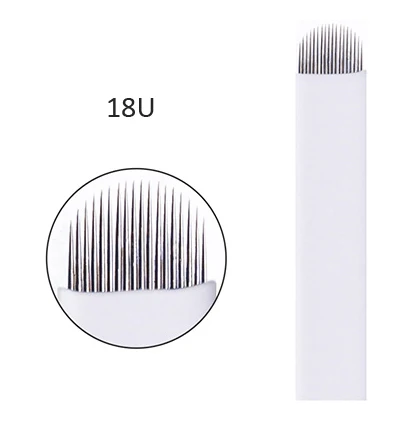 

18U Stainless Steel 0.18mm Eyebrow Embroidery Needle For Permanent Makeup Microblading Tattoo, White
