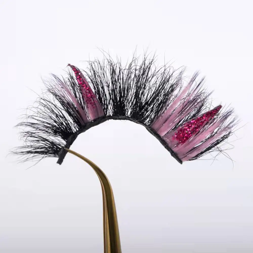 

Wholesale Large Stock Color Mink Lashes Glitter Colored Lashes Sequin Eyelash