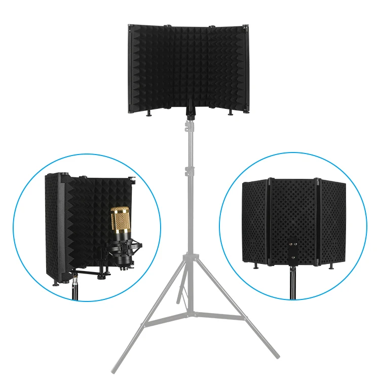 

Hot M3 3 Doors Portable Foldable Soundproof Vocal Booth Studio Microphone Sound Isolation Shield with Stand for BM800 Recording