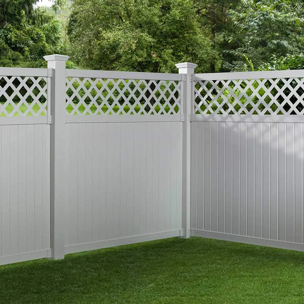 

vinyl privacy fence/plastic fence/privacy fence with lattice, White/grey/tan/adobe/red wood