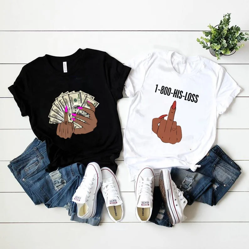 

Wholesale 1-800-HIS-LOSS Print Women Tshirt 100% Cotton Custom Graphic Tees Oversized Woman T-shirt