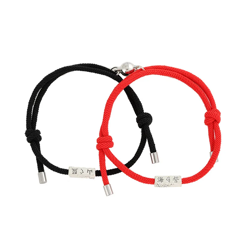 

Fashion 2pcs/set Paired Bracelet For Lovers Creative Magnet Distance Couple Bracelet For Girl Boy Braided String