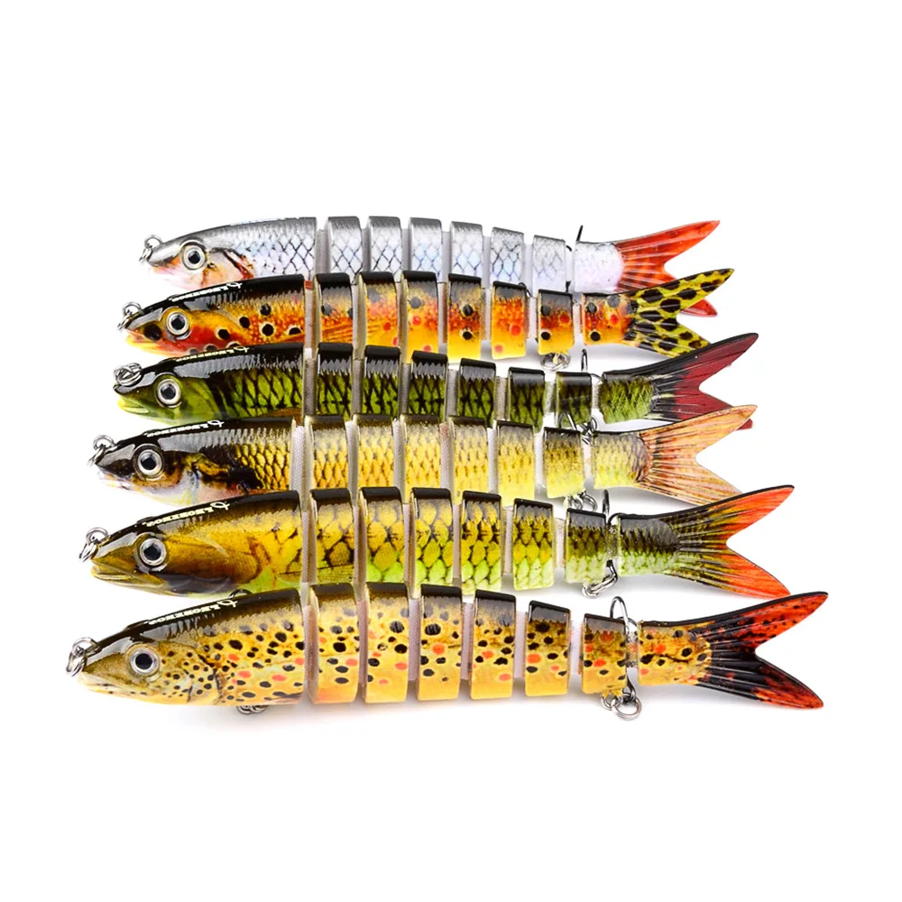 

13.cm 19g Artificial ABS Hard Fishing Lures Kits 8 Segment Multi Jointed Swimbaits for Bass Trout Perch Pike Muskie, 16colors