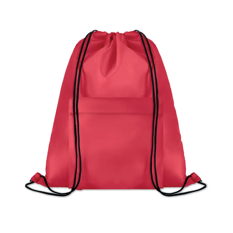 

Promotional Polyester Drawstring Backpack Shopping Bags Pouch with Front Pockets, Customized colors