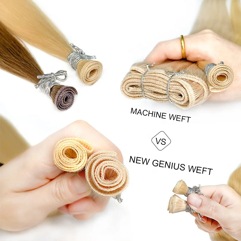 

Nobleshiny New Flat Hand Tied Wefts Extension Virgin Remy Cuticle Intact Genius Weft