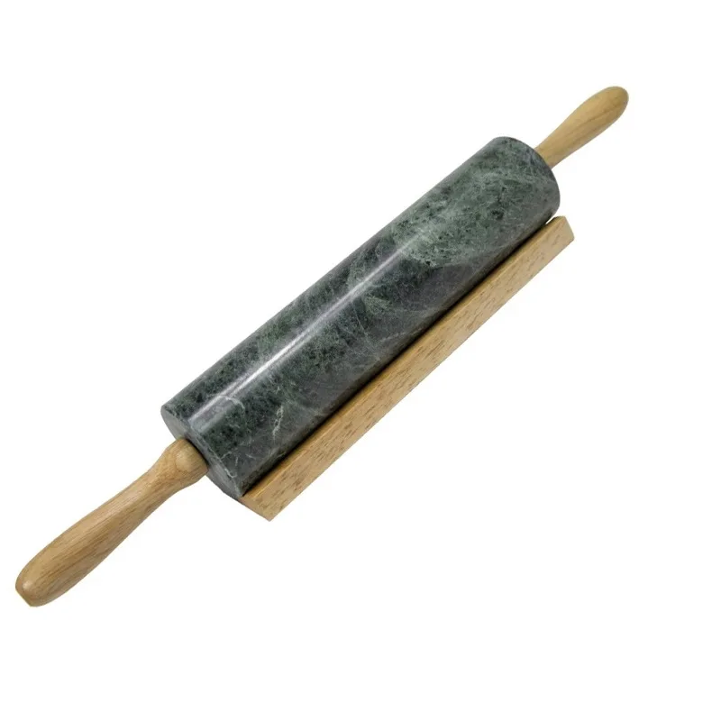 

Wedding birthday party the natural marble stones vintage rolling pin with wooden handle and base