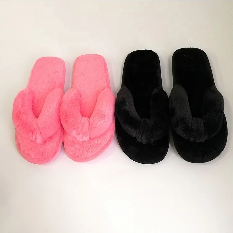 

Custom Winter Warm Fuzzy Indoor Outdoor Home Faux Fur Slides Slippers for Women Men, Customized color