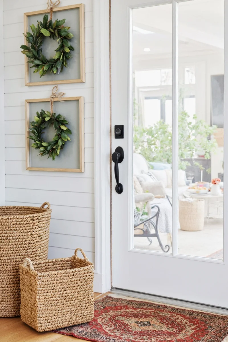 5 creative ways to style a basket front door for family friendly home decor
