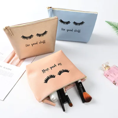 

Eye lash printing PU make up organizer beauty cosmetic bag, Customized