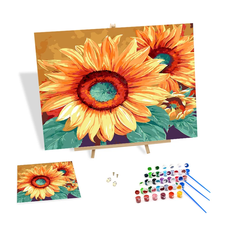 

Flowers Painting by Numbers Kit Sunflower Diy Acrylic Paint on Canvas for Home Wall Hanging Decor Decoration Arts Crafts