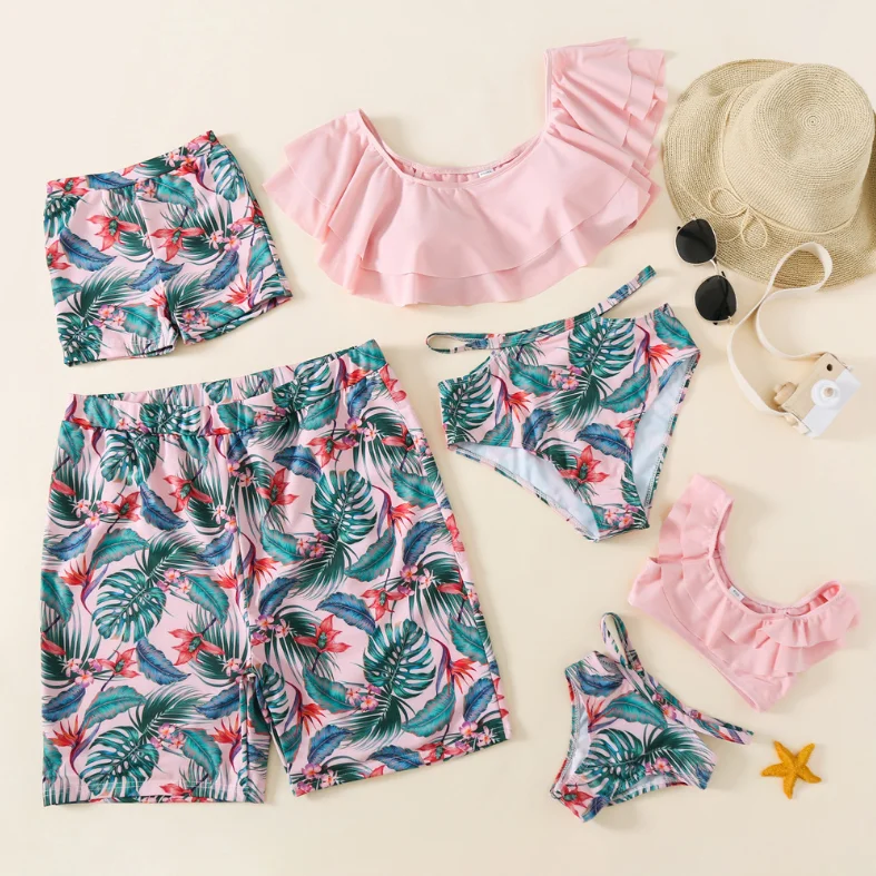 

High quality wholesale price sales family parent-child swimsuit Family Swimwear Set, Accept customized