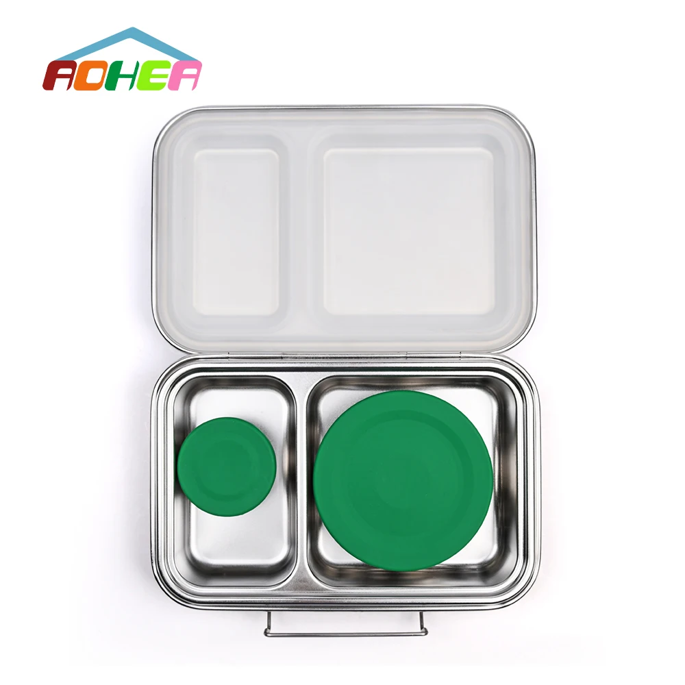 

Food Grade 304 bento lunch box stainless steel BPA free metal bento lunch box with lid, Silver