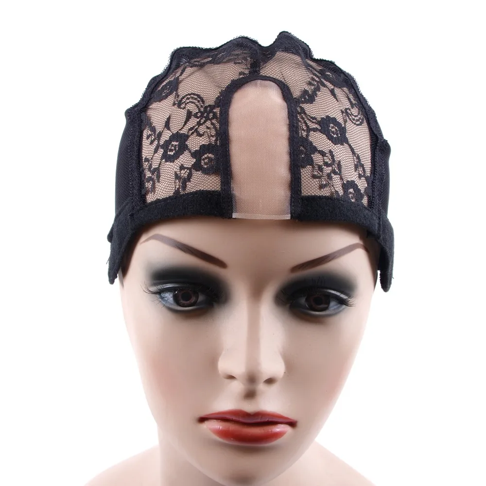 

Wholesale Adjustable Straps U Part Wig Lace Cap L S M Size Gluless Wig Cap For Making Wigs Hairnets, Black
