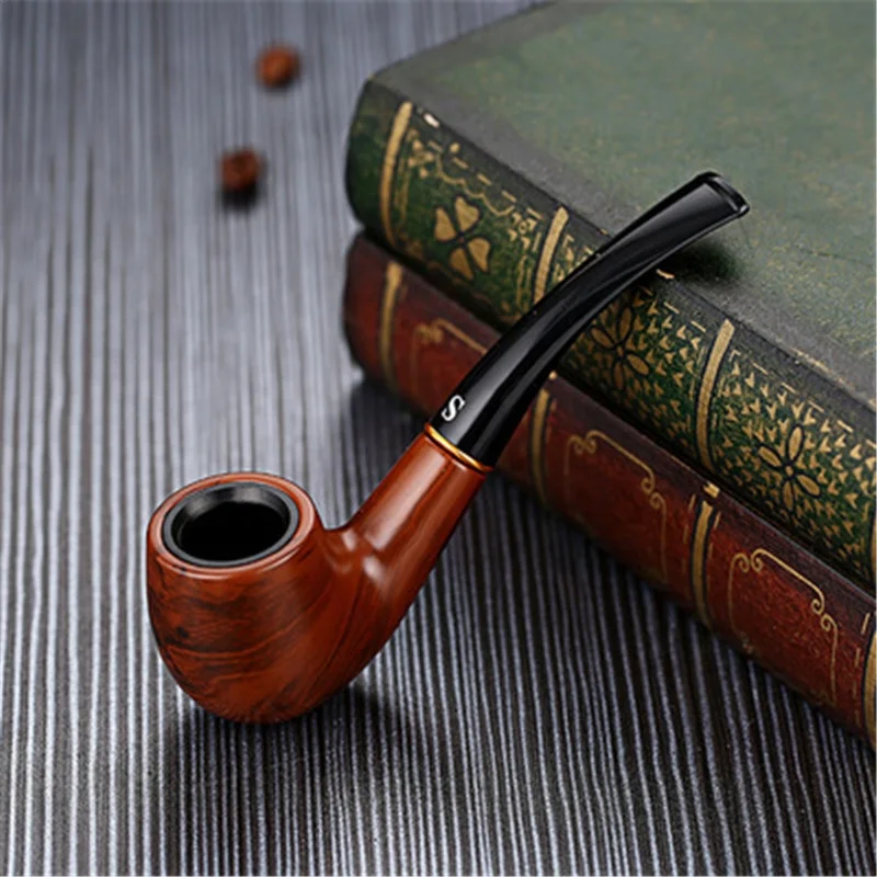 

Wood Manual Classic Male Healthy Eco-Friendly Smoking Pipe, Brown