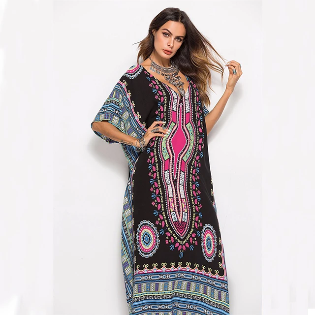 

Women Shirt Dashiki Plus Size Dashik African Clothes Abaya Maxi Dubai Dashiki Kaftan Muslim Dress Casual Dresses, 4 colors