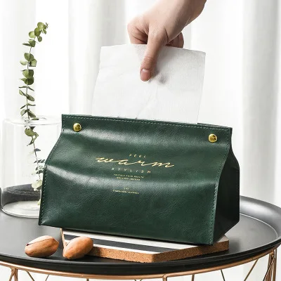 

Nordic Leather Tissue Bag Net Red Car Tissue Box Cover Paper Bag Living Room Household Pumping Box