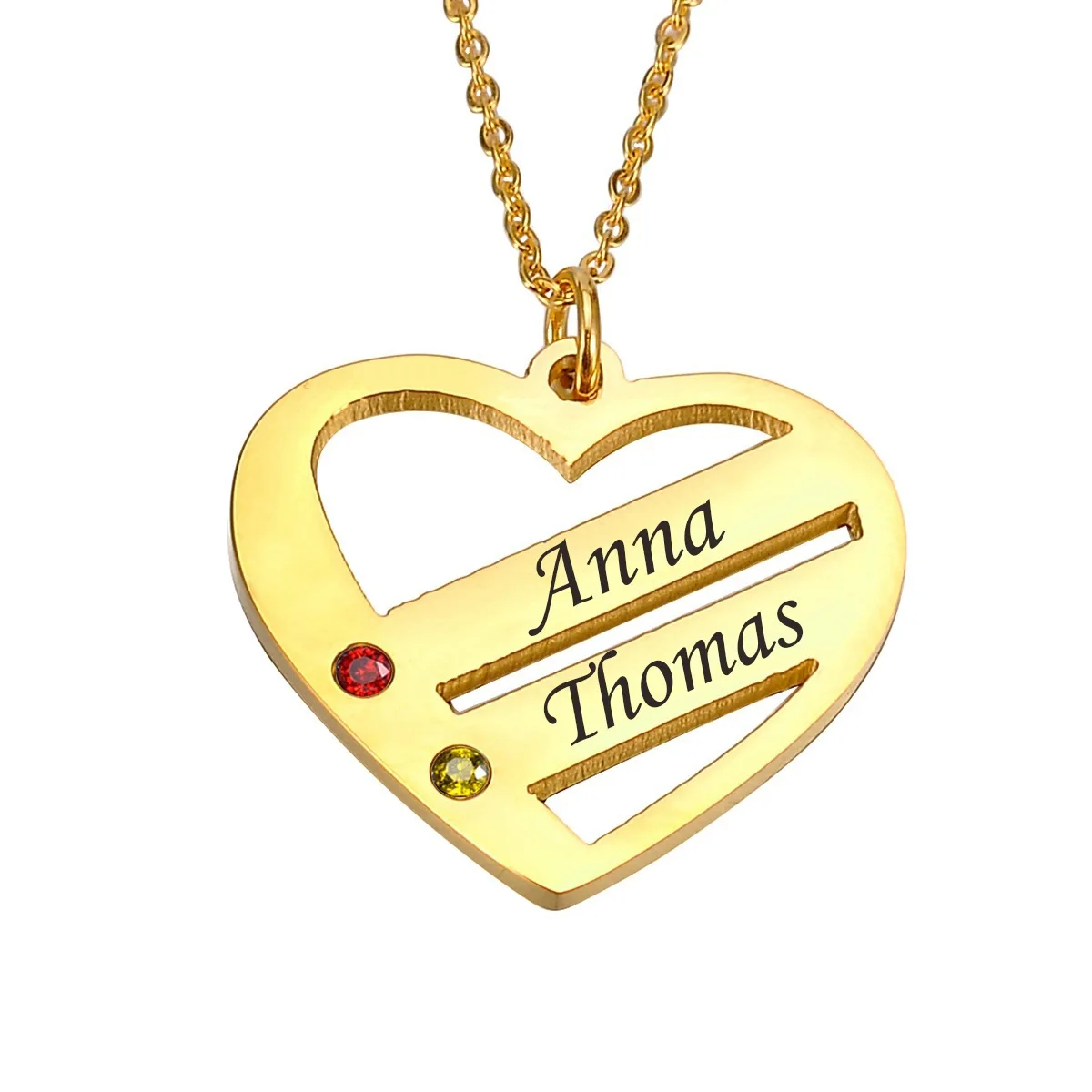 

Custom 18K Gold Plated Name Nameplate Charm Stainless Steel Birthday Jewelry Diamond Inlay Love Heart Pendent Name Necklace, Gold/silver/rose gold