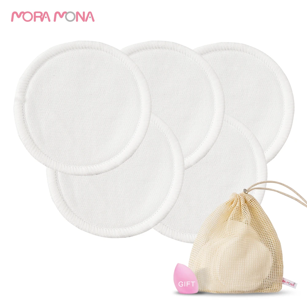 

Mora Mona 5pcs/pack Hot Selling make up remover pads Reusable Make Up Remover bamboo cotton Pads, Custom color