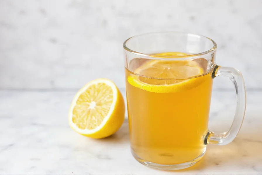 Three mugs of lemon ginger tea variations with different ingredients visible