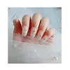 24pcs Pretty Rhinestone Decor Wedding Bride Nail Art Tips Short Design Full Cover Glitter False Nails with Liquid Glue NA0168
