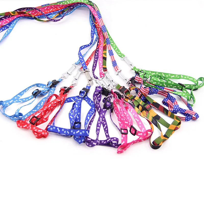 

ZYZ120 New Pet Products Pet Dog Multicolor Printed Chest Harness Outing Traction Chain for Small Dogs, Colorful
