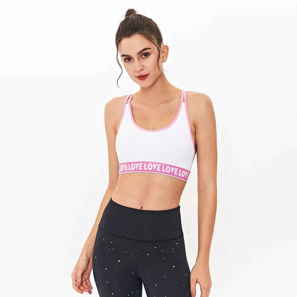 

New sexy backless yoga underwear female printed sports bra with chest pad gathered shockproof quick-drying top