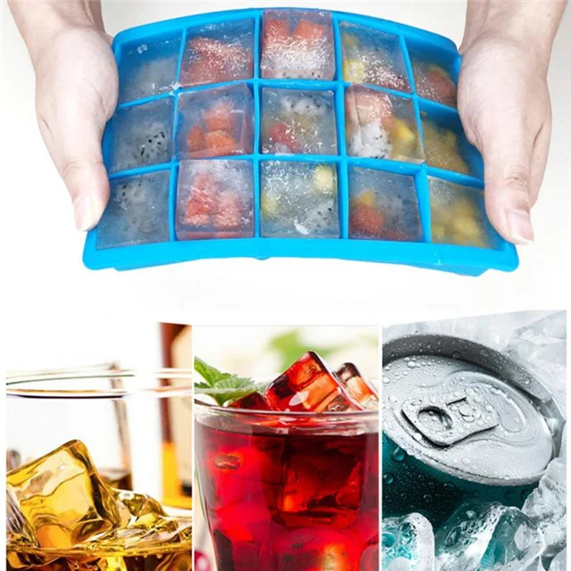 

24 Cells Food Grade Silicone Fruit Popsicle Ice Cream DIY Ice Tray With Lid Kitchen Accessories, As show