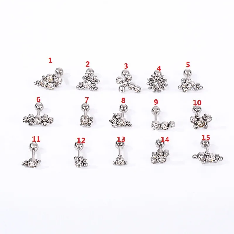 

YW New 16g Stainless Steel Cz Small Cartilage Stud Earrings Silver Color Geometric Helix Tragus Lobe Ear Piercing Jewelry