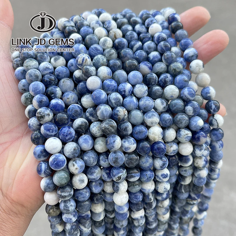 JD Wholesale 4/6/8/10/12mm Smooth Round DIY Loose Beads AAA Natural Sodalite Stone Beads For Jewelry Making