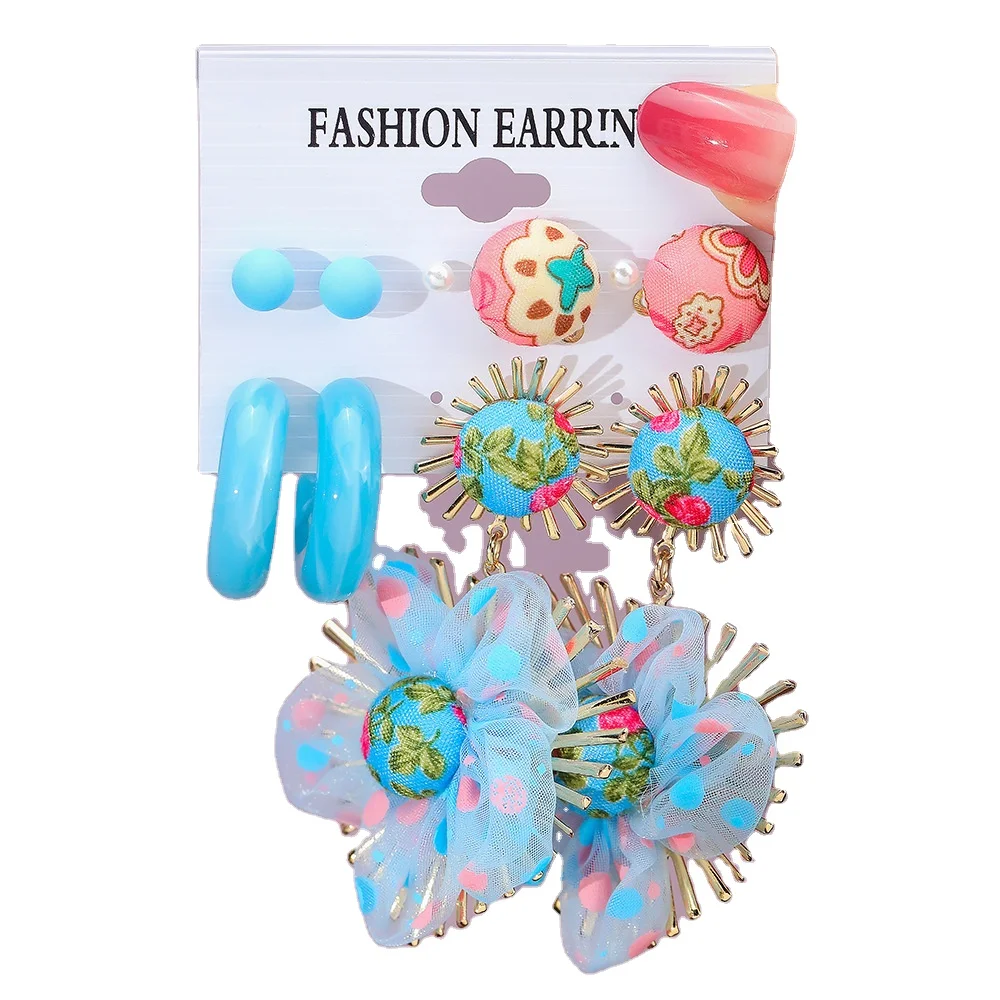 

Fashion Multi Colors Acrylic Flower Pattern Jewelry Earrings Set Women Spring Summer Earrings