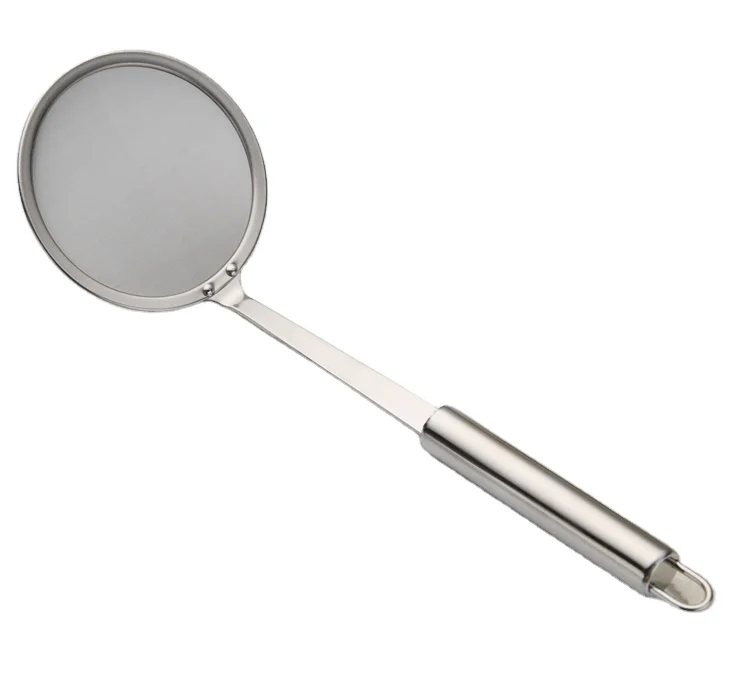 

304 Stainless Steel Fine Mesh Food Strainer Kitchen Gadget Oil Filter Spoon For Food Kitchen Cooking, Silver