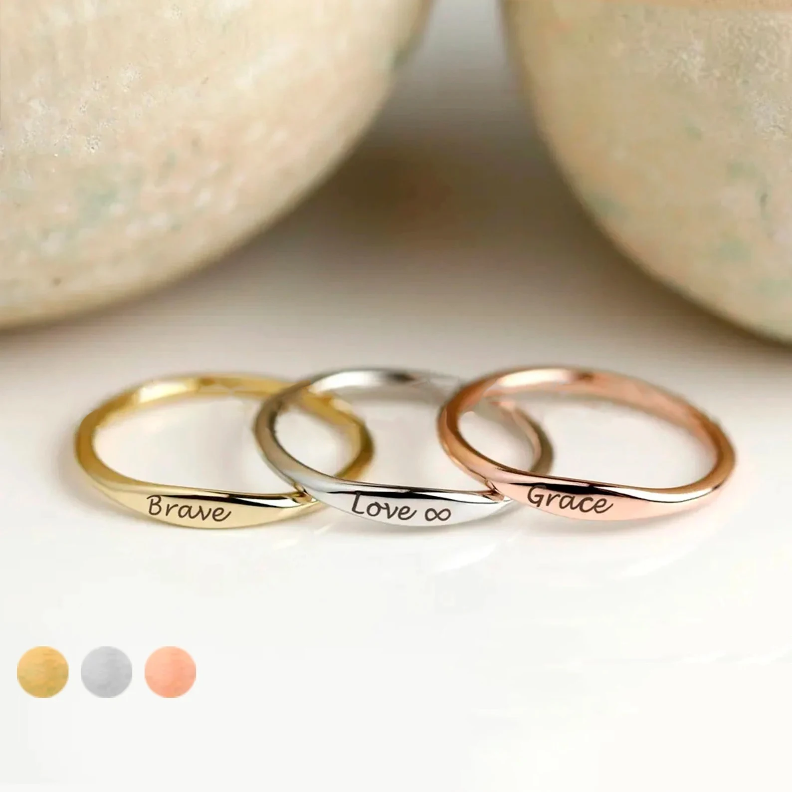 

Fashion Personalized name Stainless Steel gold plated engagement rings women rings jewelry